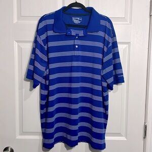 CHAPS 78 GOLF Men’s Stay Dry Polo Shirt - Blue with white stripes- Size 2XB